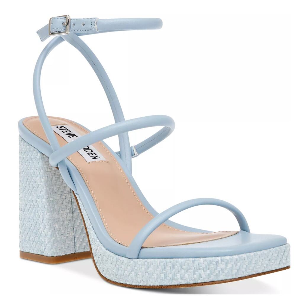 Steve Madden Light Blue Pennie Strappy Platform Heel Dress Sandals Womens 10